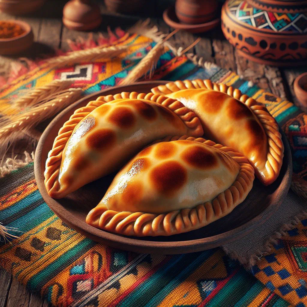 Golden baked empanadas criollas filled with seasoned beef
