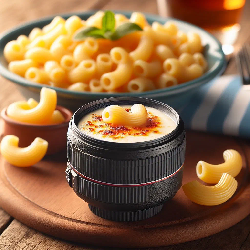 Creamy macaroni baked in a golden cheese sauce