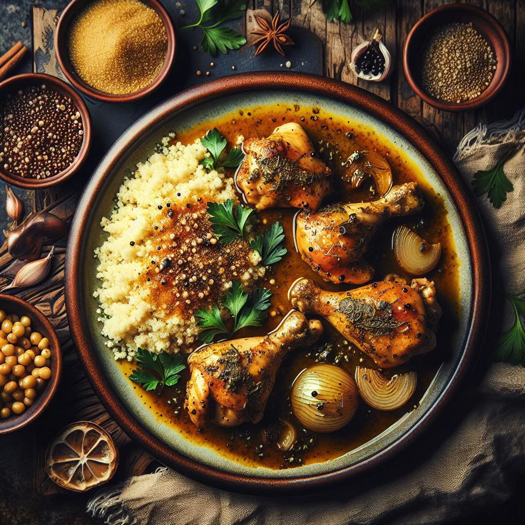 Pan-seared chicken breasts glazed in mustard sauce, garnished with fresh parsley