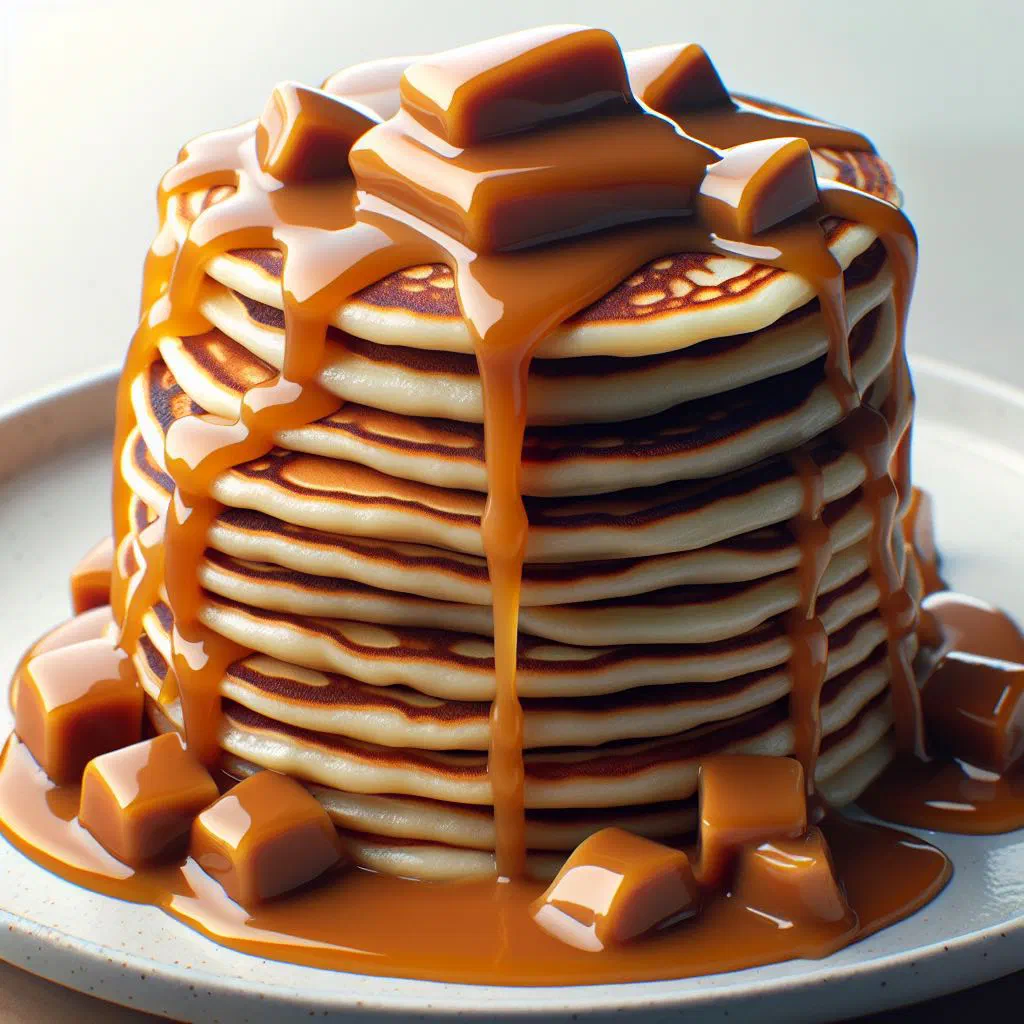 Rolled pancakes filled with dulce de leche dusted with icing sugar