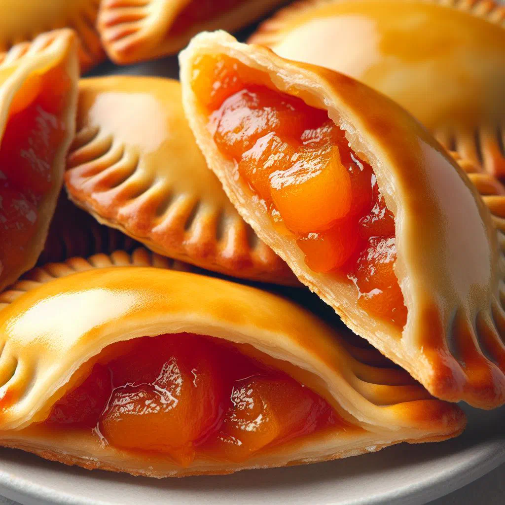 Golden baked quince paste empanadas dusted with icing sugar