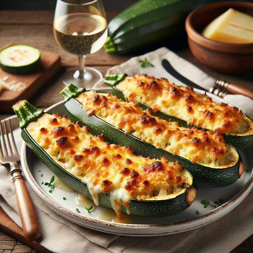 Golden baked zucchini gratin with a bubbling cheese crust