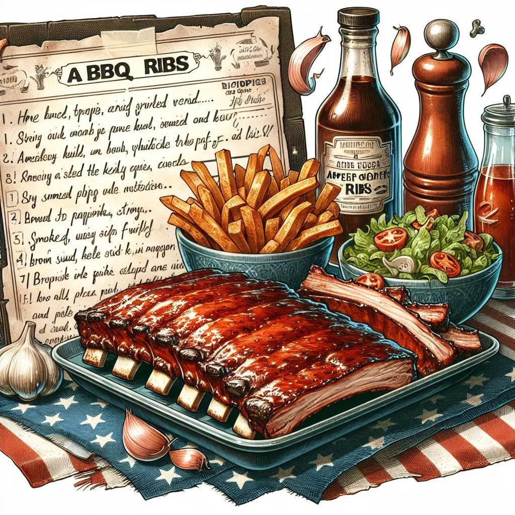 Glazed BBQ pork ribs brushed with barbecue sauce