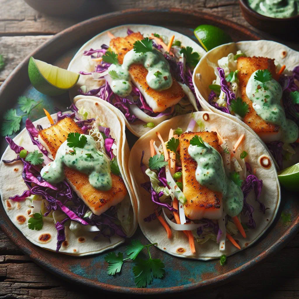 Soft tortillas filled with flaked white fish, shredded cabbage and fresh salsa
