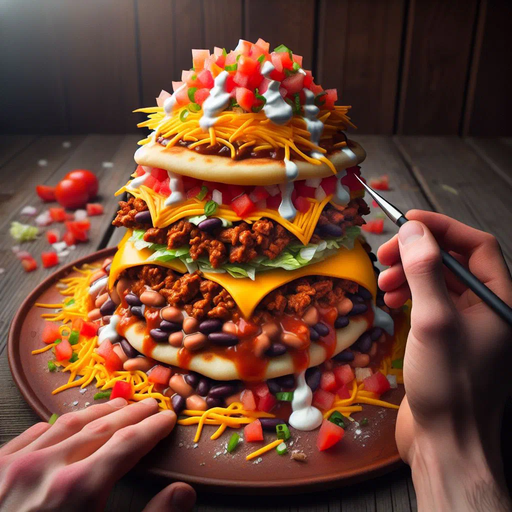 Navajo tacos on golden frybread topped with seasoned beef, cheese and lettuce