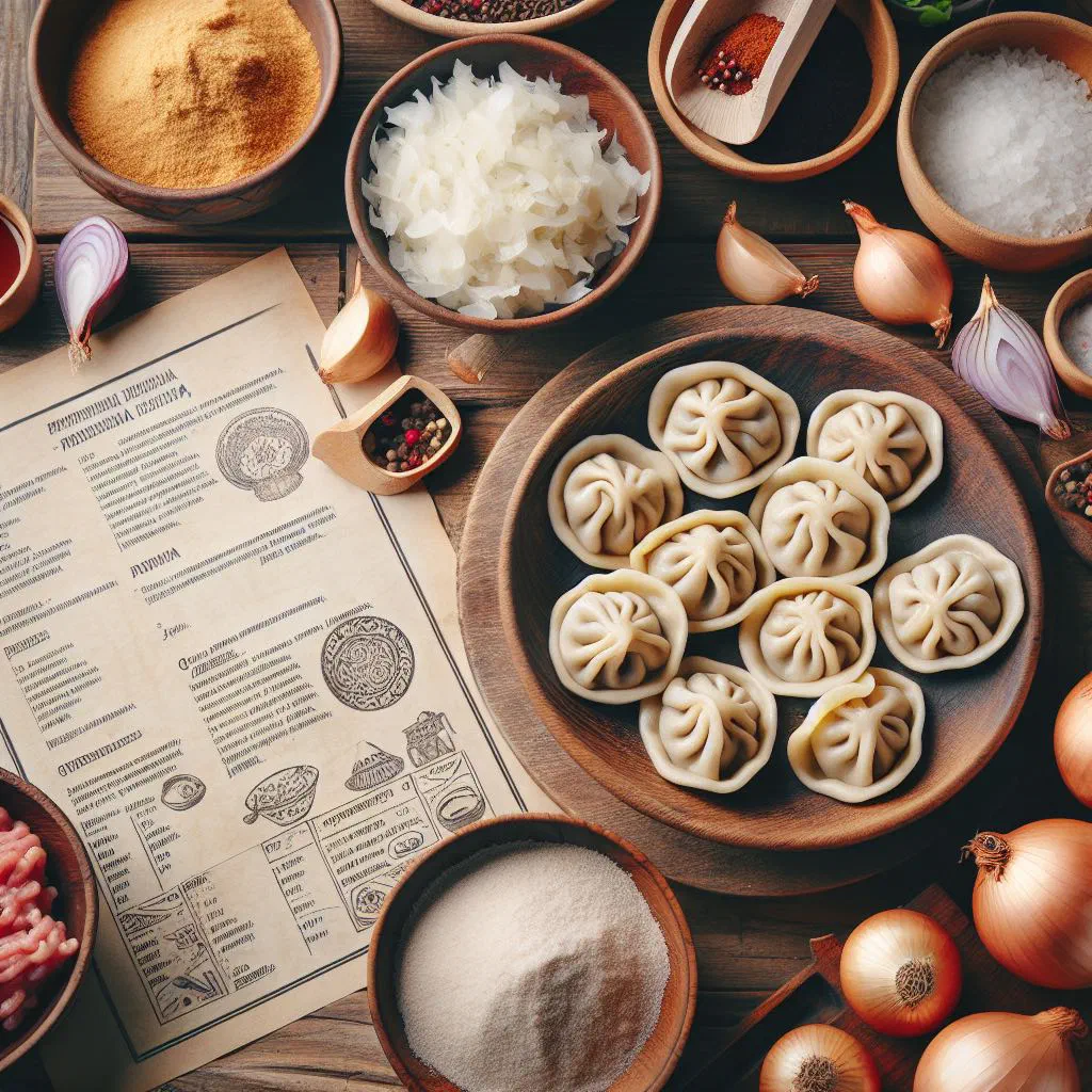 Uzbek chuchvara dumplings served in a clear broth with fresh herbs
