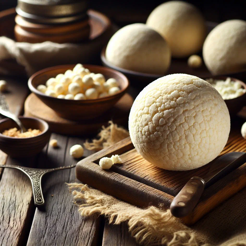 Small white dried kurut cheese balls piled in a bowl