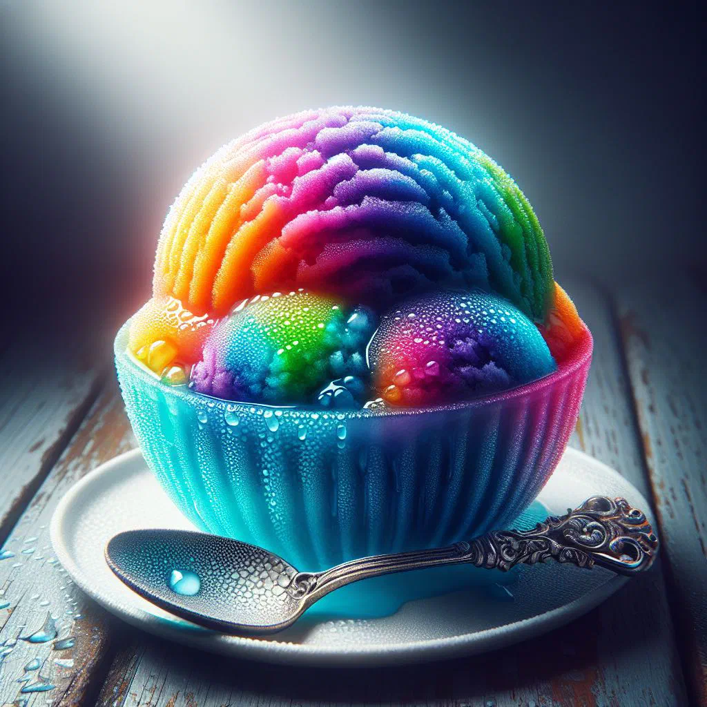 Chilled Uzbek sherbet in a glass with fresh fruit and mint