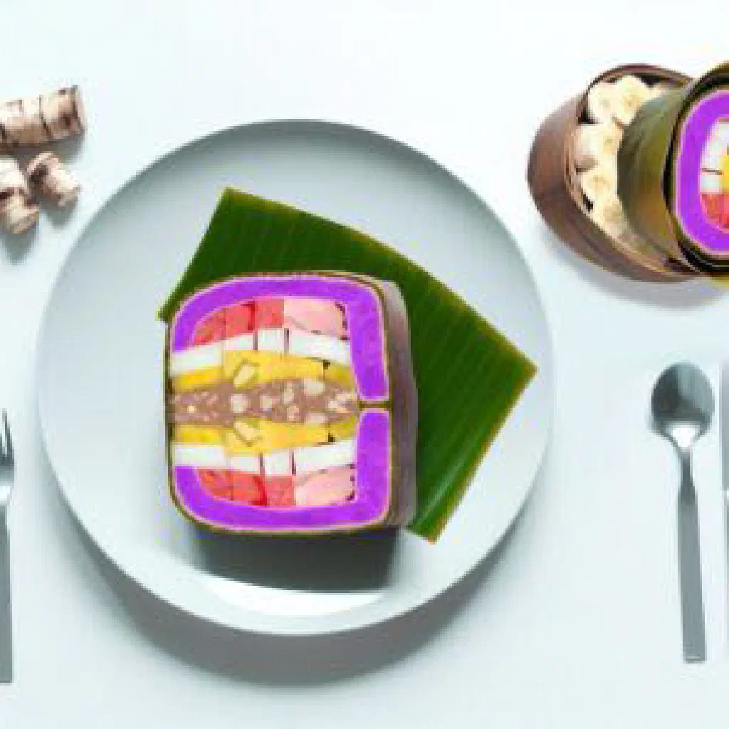 Lap Lap wrapped in banana leaves with grated root vegetables and coconut milk