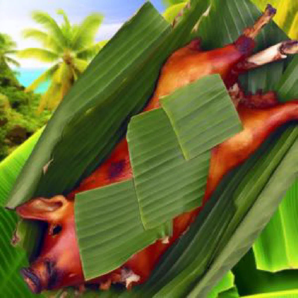 Slow-roasted pork garnished with fresh herbs and lime