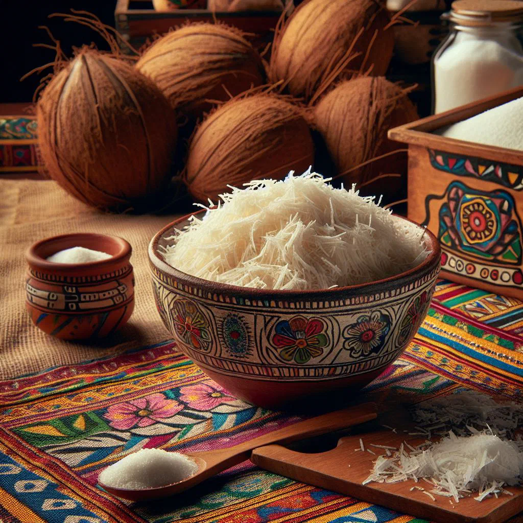 Squares of Venezuelan coconut sweet dulce de coco on a plate