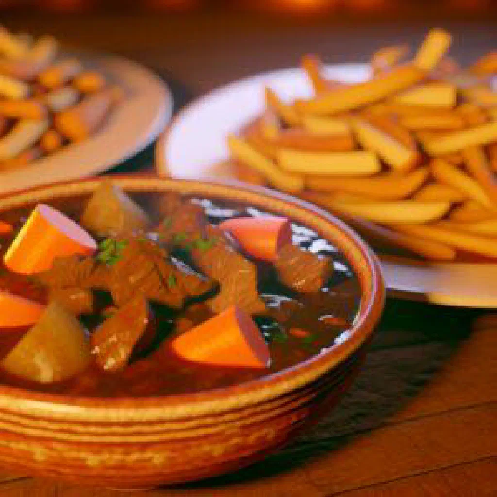 Vietnamese beef stew with potatoes and carrots in a bowl, garnished with fresh coriander