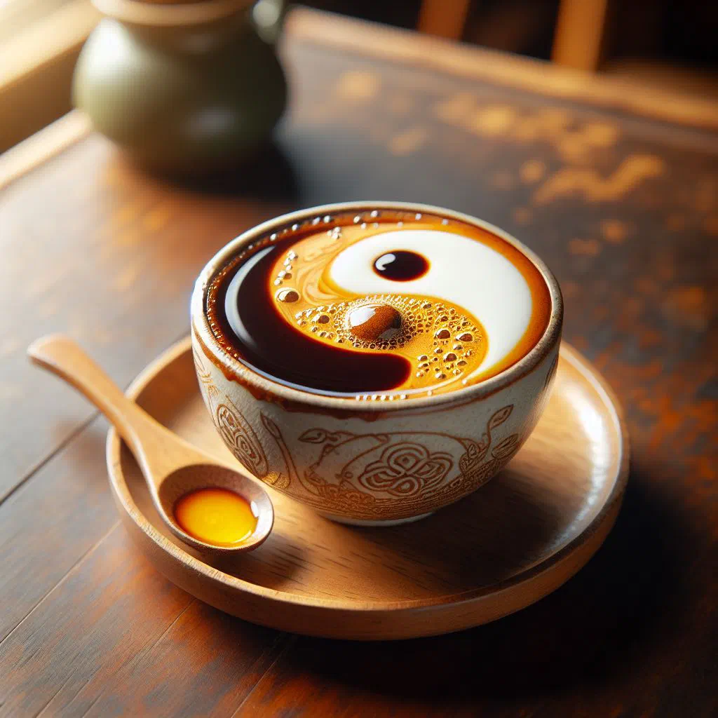 Glass of Vietnamese ca phe trung with a creamy whipped egg yolk topping