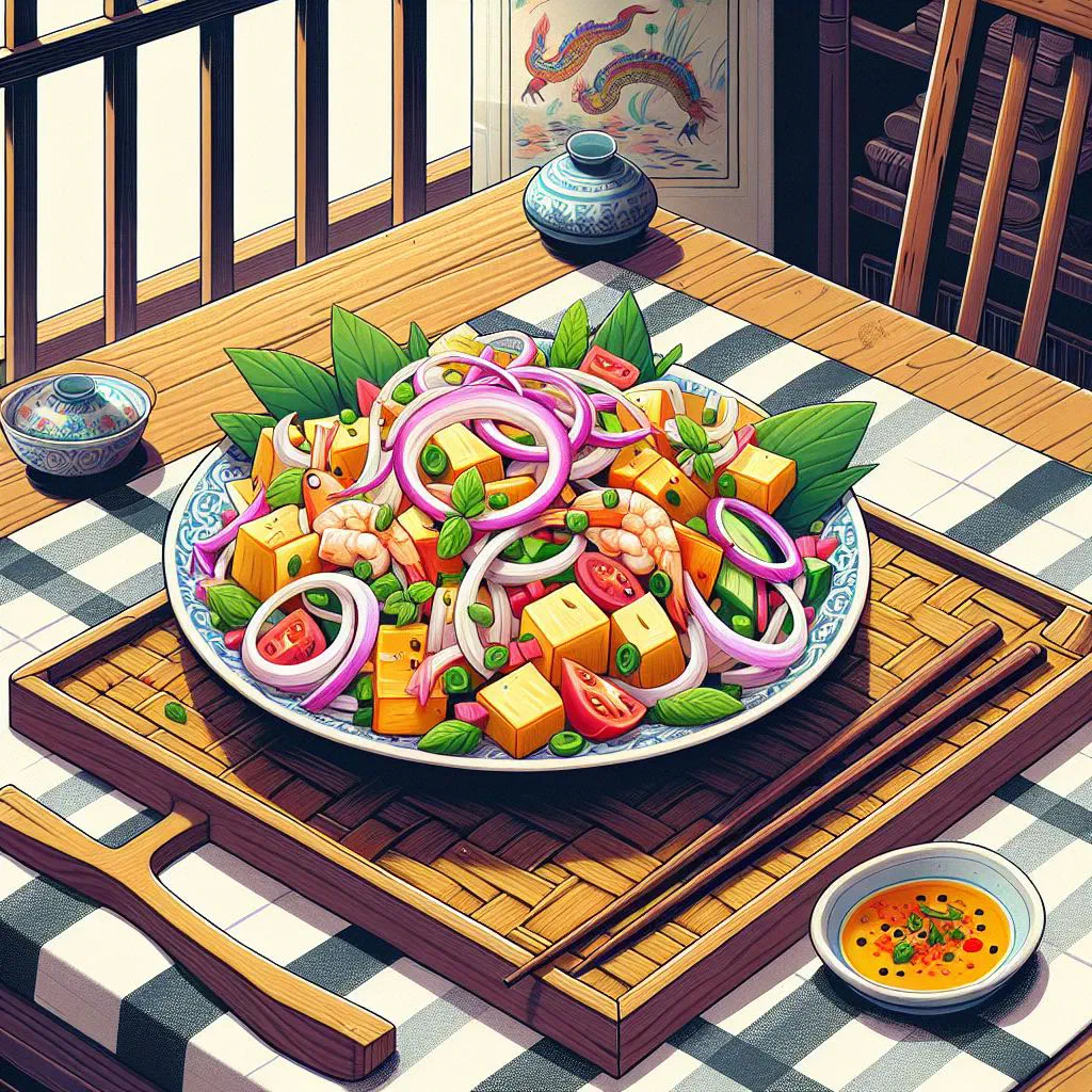 Goi Mit Vietnamese salad with shredded jackfruit, fresh herbs and prawns