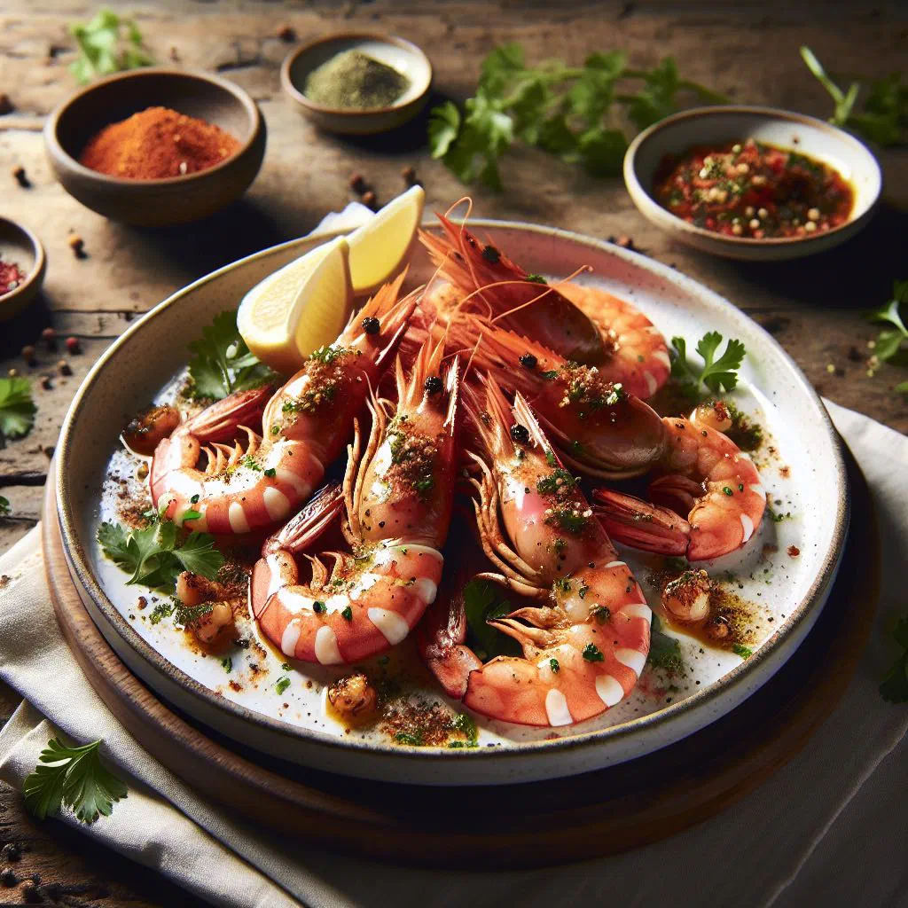 Caramelised Vietnamese tom rim prawns garnished with fresh coriander