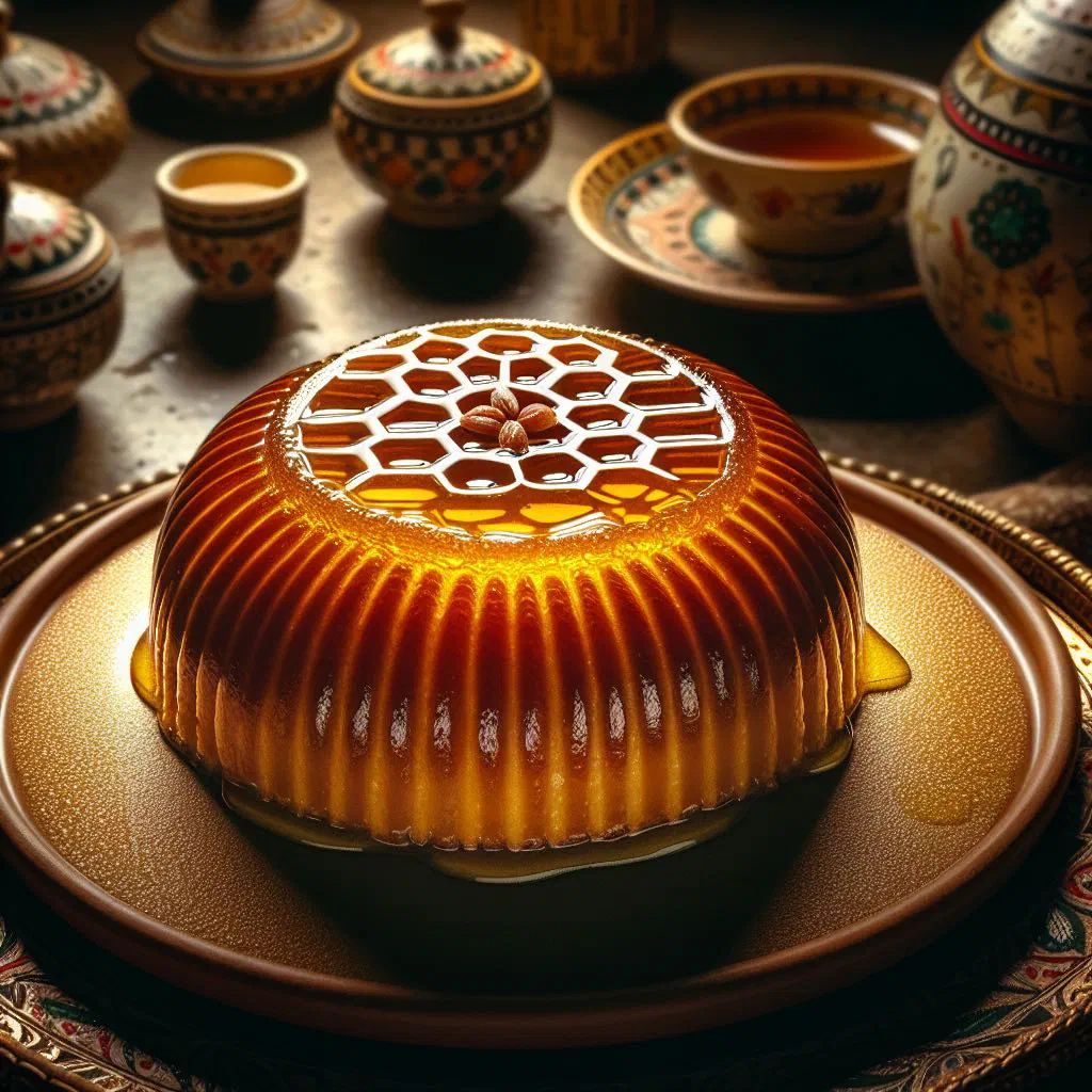 Golden layered Yemeni honey cake drizzled with honey