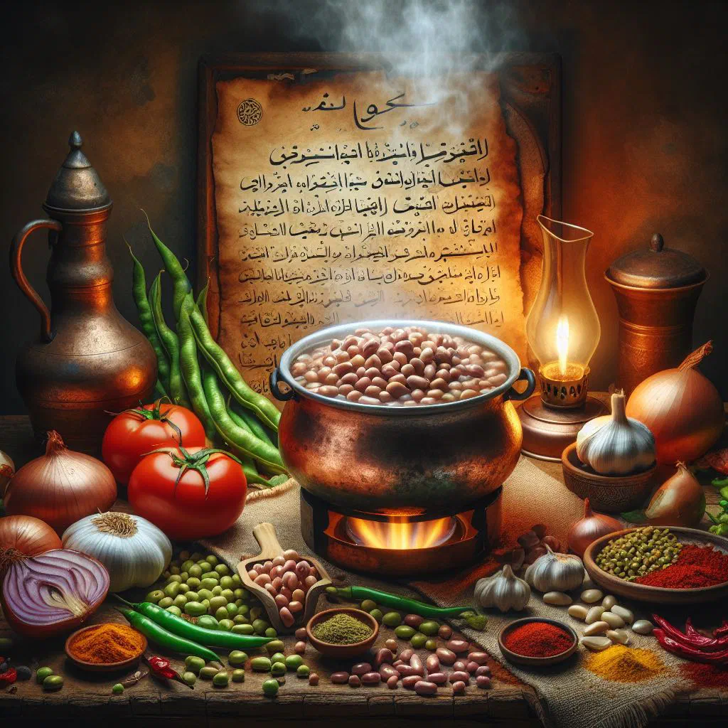 Foul medames in a bowl with olive oil, lemon and fresh herbs