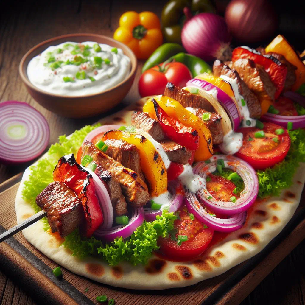 Grilled Yemeni lamb kebab skewers garnished with fresh parsley
