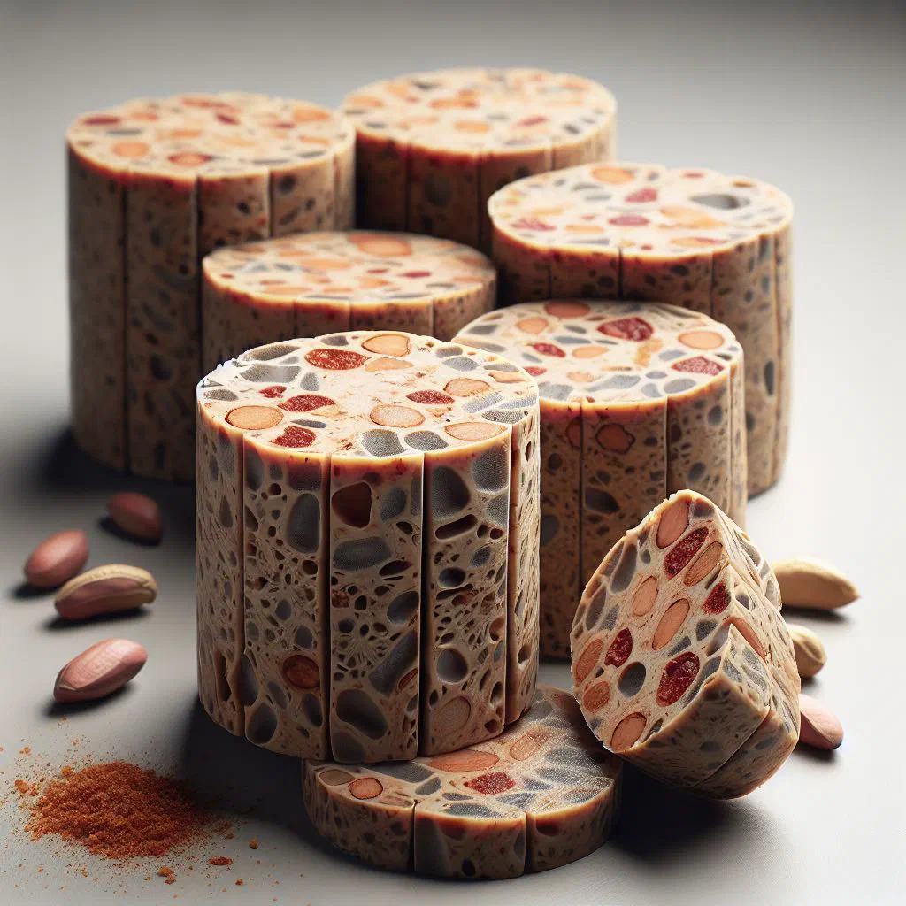 Sliced chikanda, the firm Zambian peanut loaf known as African polony