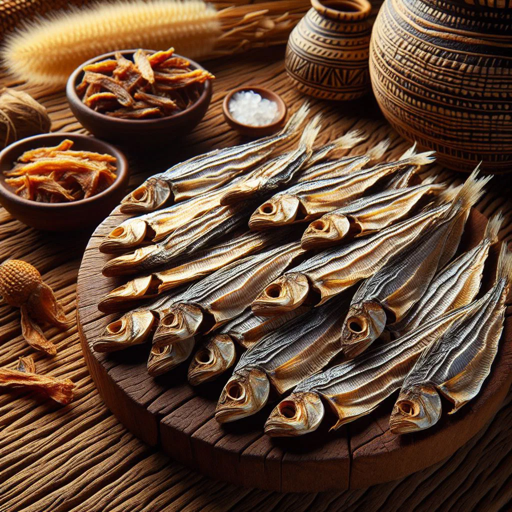 Pan-fried chisense dried fish with onions and fresh herbs