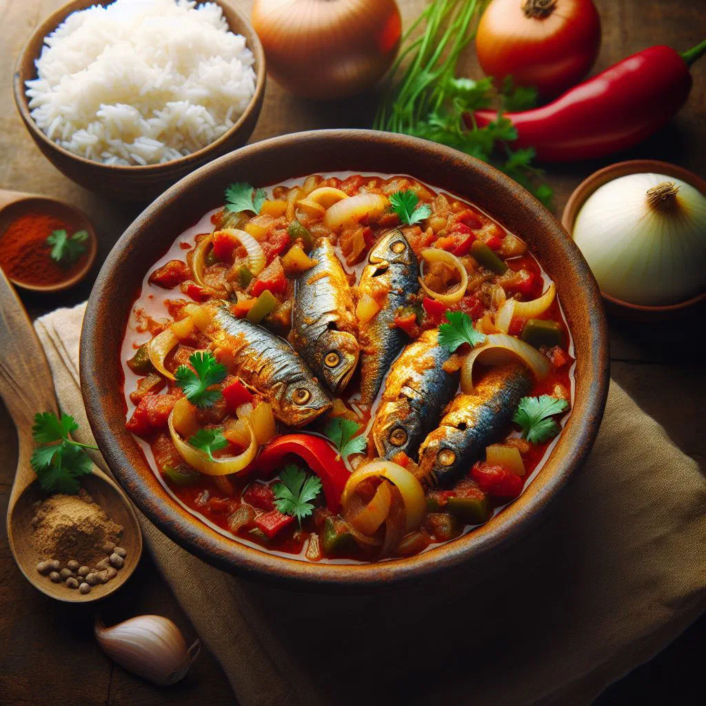 Zambian kapenta stew with small dried fish in a spiced tomato sauce