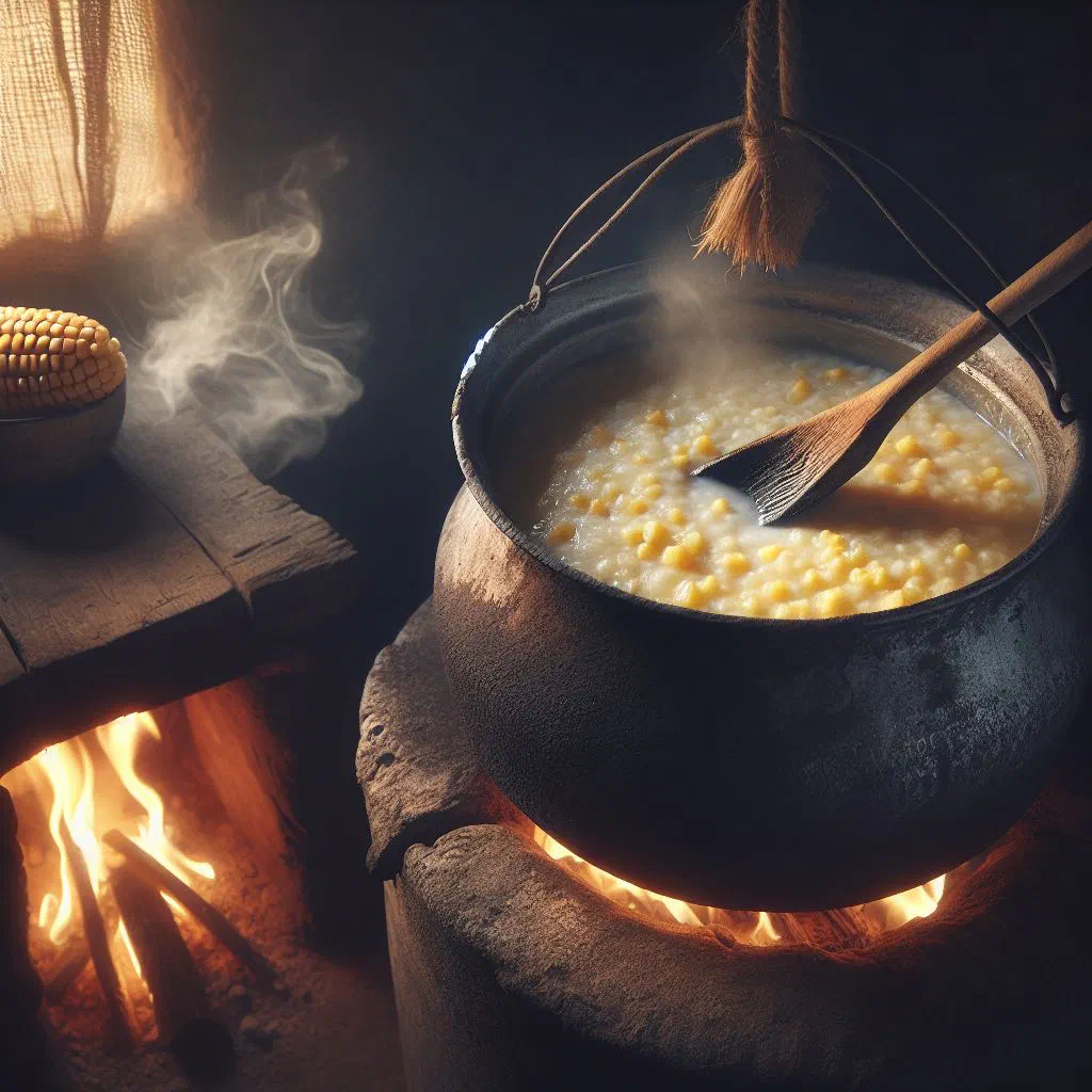 Bowl of creamy Zambian maize porridge topped with fresh fruit