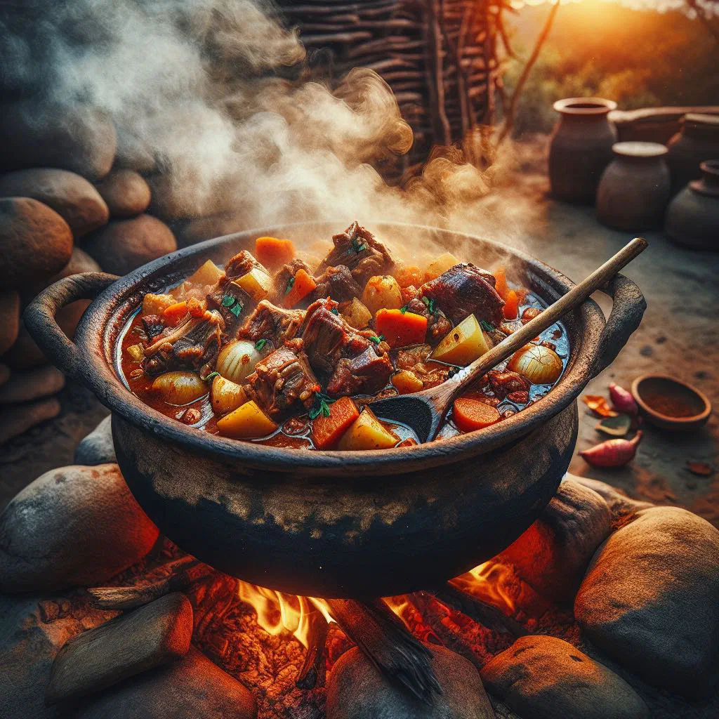 Rich oxtail stew with carrots and fresh parsley in a deep bowl